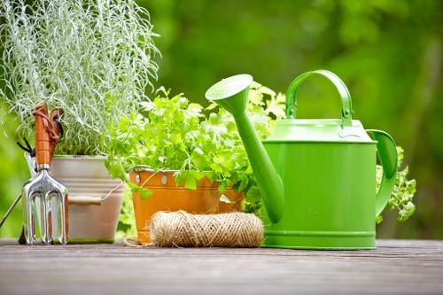 Professional lawn mower in action on a vibrant lawn
